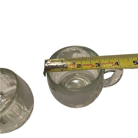 Set of 2 Vintage Nestle Nescafe World Map Globe Etched Glasses Mug Coffee Cups - Picture 15 of 16